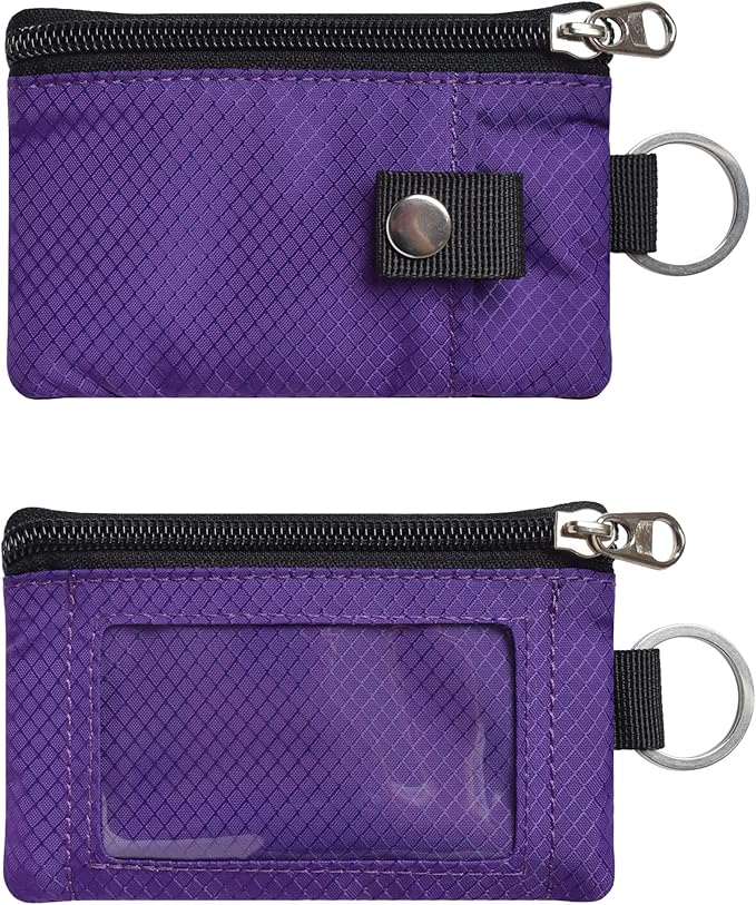 CHENSPRX Minimalist RFID Blocking Small Wallet with ID Window,WaterResistant Zip Id Case Wallet with Lanyard Keychain for Cards,Cash,Travel,Women,Men
