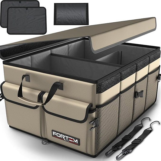 FORTEM Trunk Organizer For SUV Car Trunk Organizer, Foldable Storage, Car Accessories for Women Men, Collapsible Bag, Perfect Christmas Gifts, 600D Oxford, Non Slip Bottom, Straps, Soft Cover (65L)