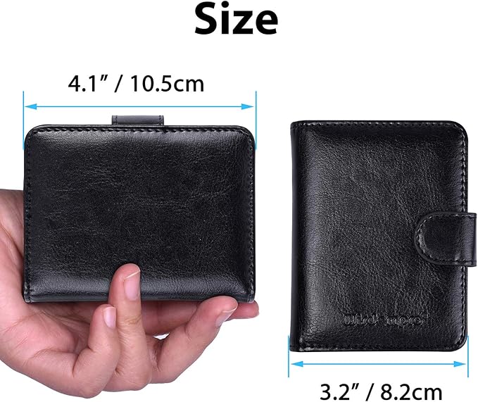 Wisdompro Credit Card Holder, Slim Leather RFID Blocking Wallet Debit Card Protector Organizer Case (Build in 20 Card Slot & 7 Small Cells for Memory Cards)-Vertical Black