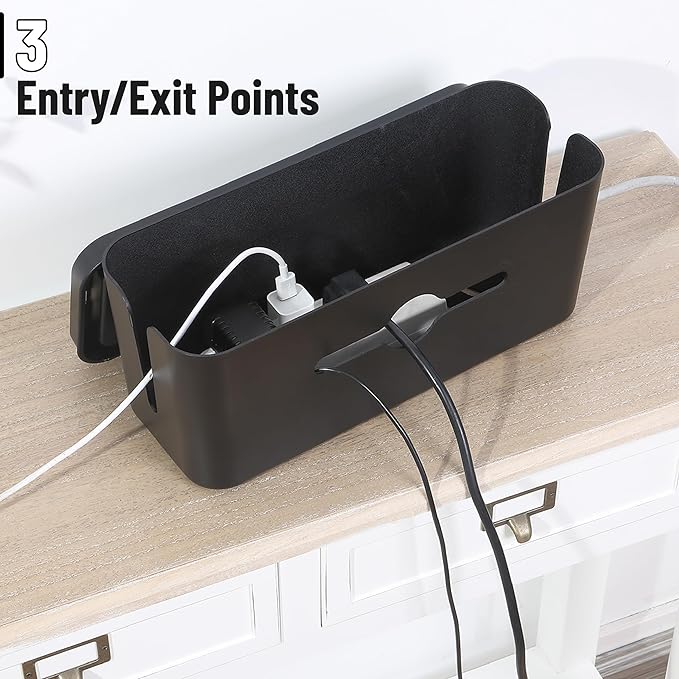 Bates- Cable Management Box, Large, Cable Organizer Box, Cord Organizer Box, Cable Box Organizer, Cord Management Box, Cord Hider Box, Cord Box for Wires on Floor, Power Strip Cover Box Baby Proof