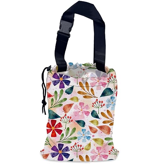 Spring Flower Car Garbage Bag,Waterproof Small Car Trash Bag Hanging Back of Seat,Drawstring Hanging Car Trash Bag with Adjustable Buckle for Car Accessories