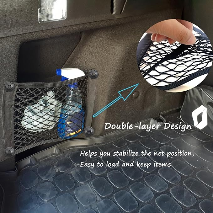 ZMD 2PCS Small Cargo Net Pocket Storage Mesh Net Elastic Automotive Cargo Nets Storage Pouch for Car Trunk Net, RV, Boat Storage Mesh Pocket Net with 8 Mounting Screws and Hooks (21.6 x 9.8 Inches)