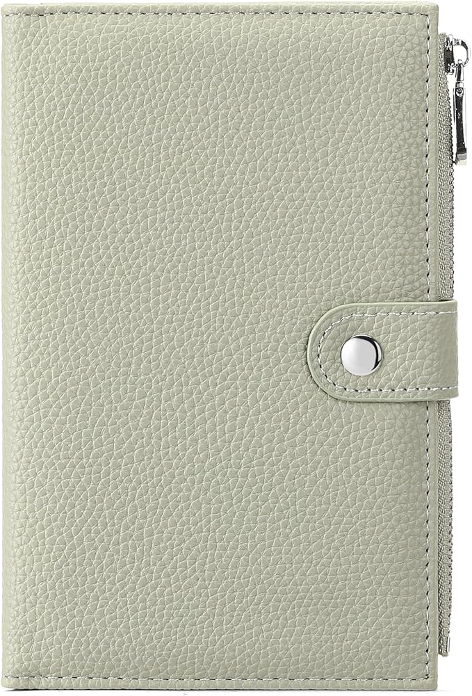 RNIEGA Passport Holder for Women Leather Passport Wallet for Travel RFID Blocking Passport Wallet Credit Card Holder with Zipper Pocket