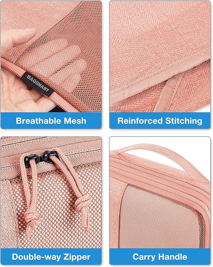 BAGSMART Compression Packing Cubes for Travel, 6 Set Packing Cubes for Carry on Suitcases, Compression Travel Cubes & Suitcase Organizer for Packing with Shoe Bag Orange