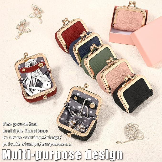 Zivyes Mini Jewelry Box Travel Small Coin Purse Organizer Case Genuine Leather Tiny Size (Blue)