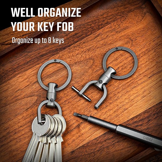 KeyUnity KM13 Swivel Keychain with D Ring Key Shackle, Titanium Rotatable Key Organizer