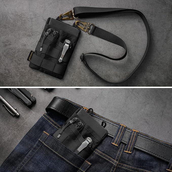 VIPERADE VE3 Tool Organizer, Nylon Tool Belt Loop with 4 Pockets EDC Pouch for Flashlight/Pocket Knife, Tactical Pen, Notebook (X-PAC-BK)