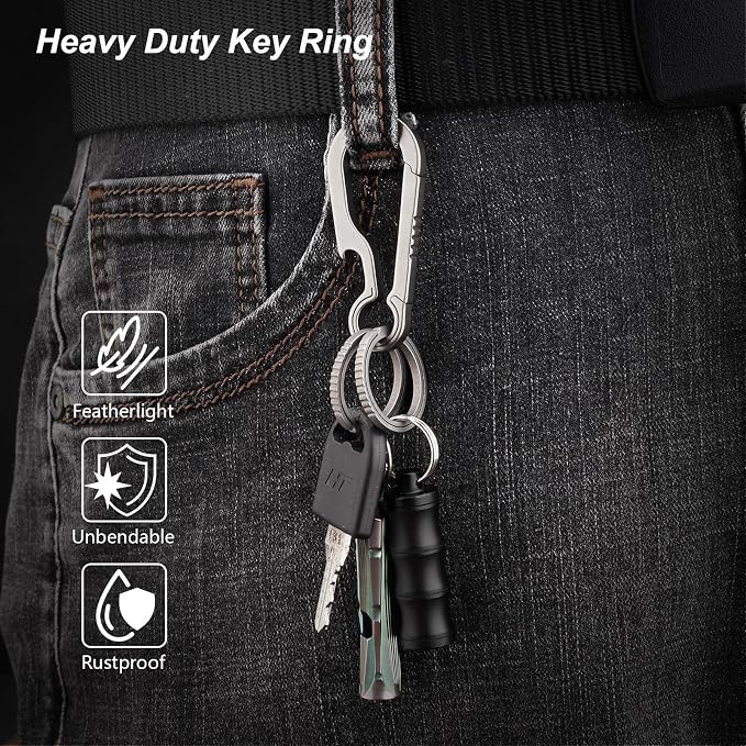 Titanium Key Rings Heavy Duty Side Push Split Key Chain Rings for Key Carabiner Quick Release Keychain