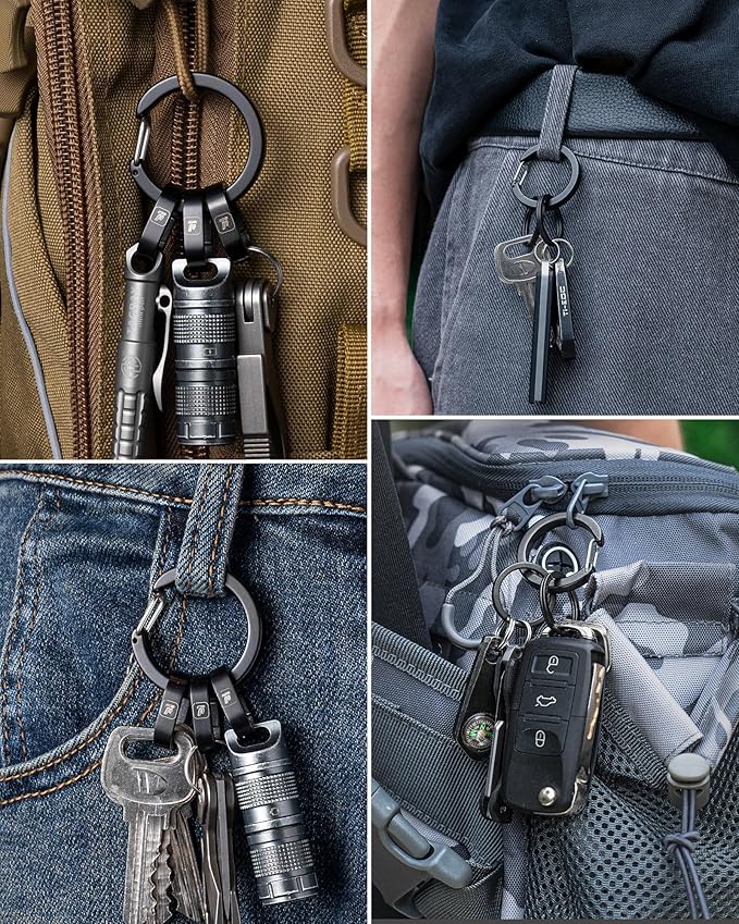 FEGVE Titanium Key Chain Rings for Home Keys, Bag Pendant