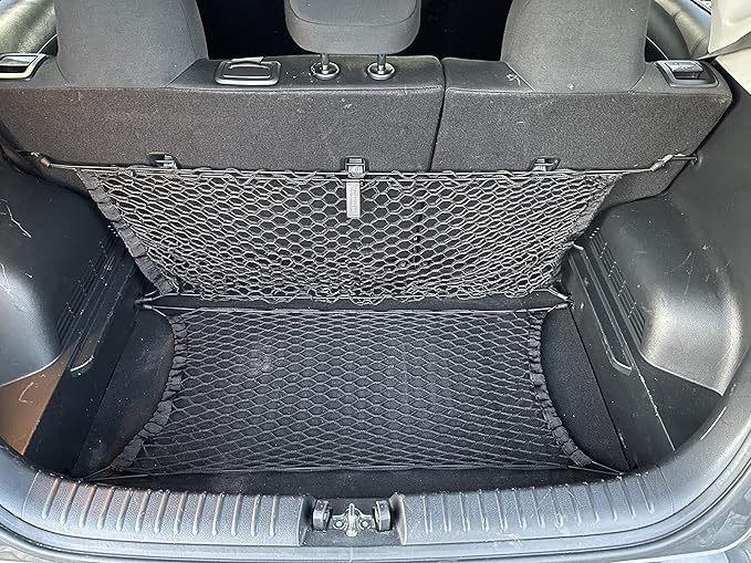 Floor + Back Seat Envelope Style Automotive Elastic Trunk Mesh Cargo Net for Kia Soul 2020-2025 - Premium Trunk Organizer and Storage - Luggage Net for Crossover - Best Car Organizer for Kia Soul