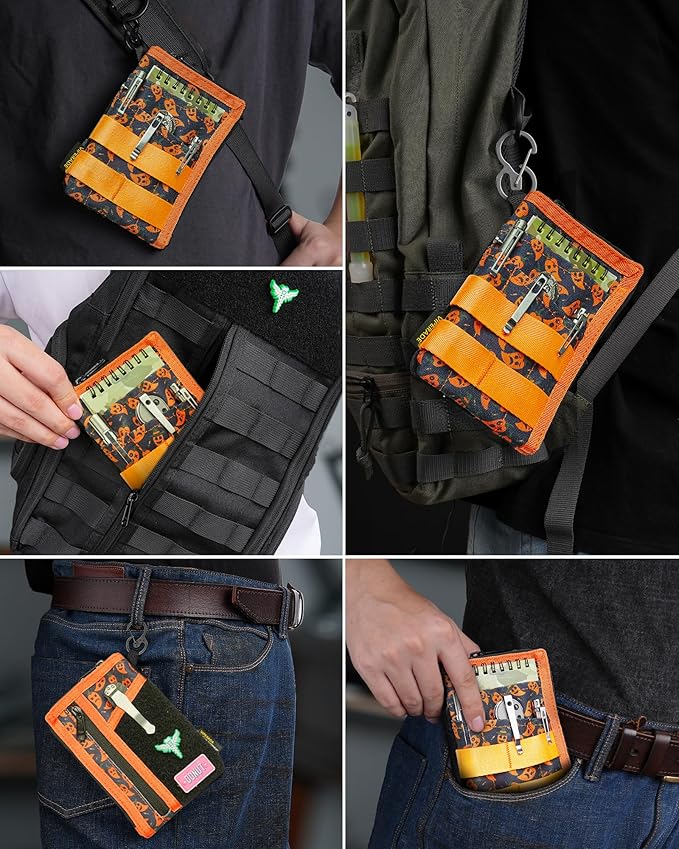 VIPERADE VE36 EDC Pouch Pocket Organizer, Slim EDC Pocket Organizer with Zipper, Tactical Pouch for Flashlight, Multitool, Pen, Notebook, Compact EDC Gear Pouch