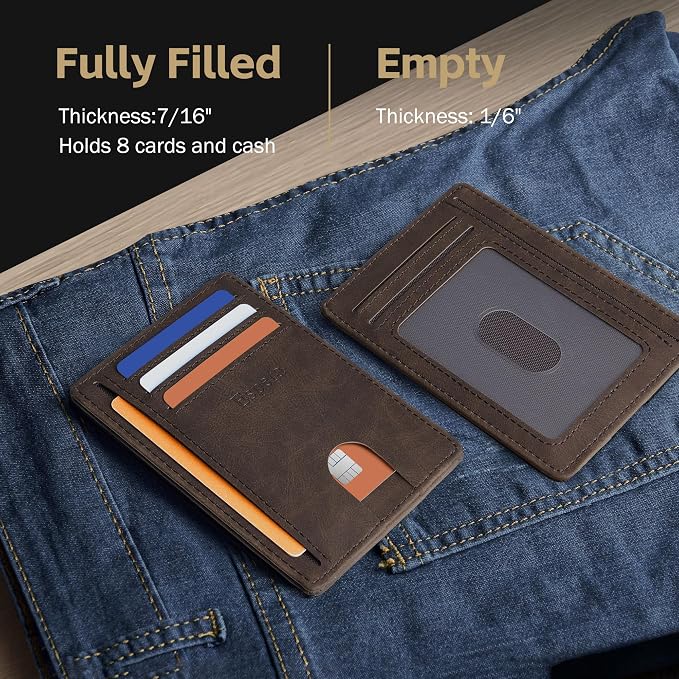 Espera Slim Minimalist Front Pocket Wallet for Men, RFID Blocking Credit Card Holder, Thin Travel ID Card Case, Gifts for Men