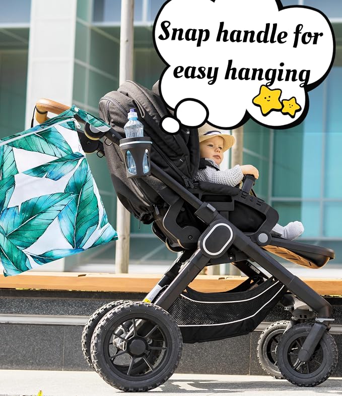 Wet Dry Bag for Cloth Diapers, 2PCS Waterproof Reusable Wet Bag with Zippered Pockets, Washable, Reusable for Travel, Beach, Pool, Stroller, Diapers, Dirty Gym Clothes, Swimsuits, 14x12In & 12x11In