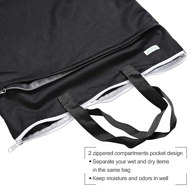 wegreeco Large Reusable Hanging Wet Dry Cloth Diaper Bag (Black)
