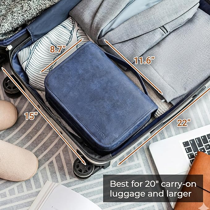 Elviros Hanging Toiletry Bag for Men Travel Essentials 3-in-1 Large Waterproof Dopp Kit PU Leather Shaving Bag with Separate Compartments for Grooming and Toiletries