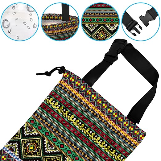 Car Trash Bag Hanging Green Ethnic Style Car Trash Can Waterproof Garbage Bag Hanging for Car Back Seat