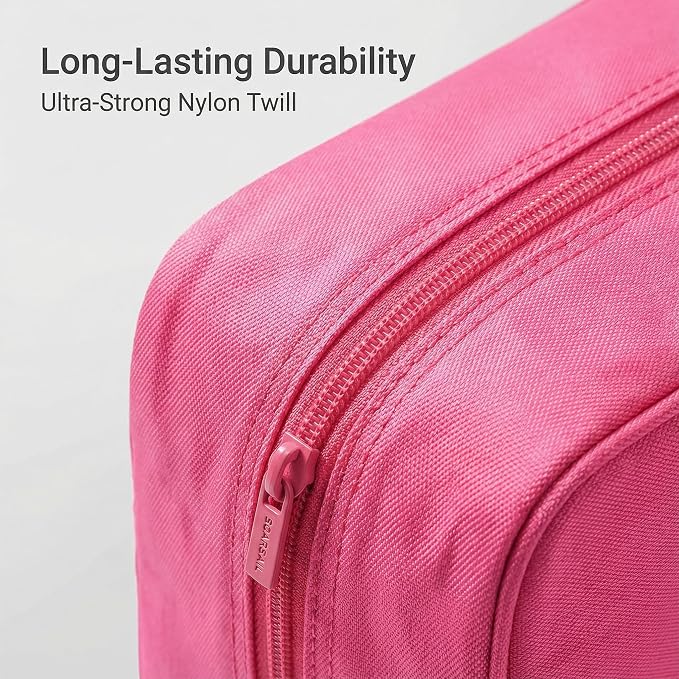 6 Set Compression Packing Cubes for 7–14 Day Travel, Rose Red | Nylon Oxford Fabric, Full Breathable Mesh, Reinforced Double-Zipper, Small to Large Size Bag, Expandable Packing System