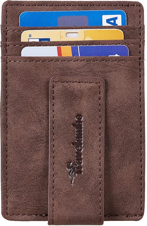 Travelambo Money Clip for Men Magnetic Front Pocket Wallet Slim Wallet Minimalist Card Holder RFID Blocking (Coffee)