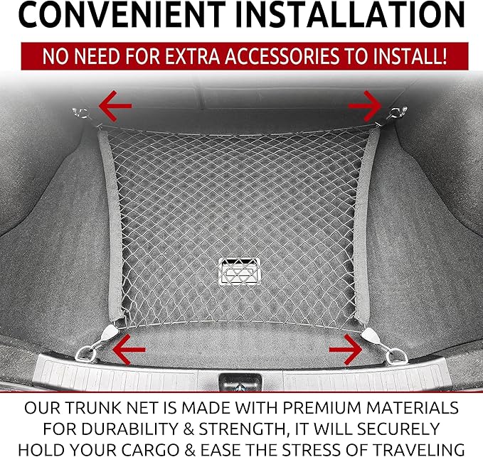 Floor Style Automotive Elastic Trunk Mesh Cargo Net for Toyota Prius 2023-2025 - Premium Trunk Organizer and Storage - Luggage Net for Sedan - Best Car Organizer for Toyota Prius (XW60)