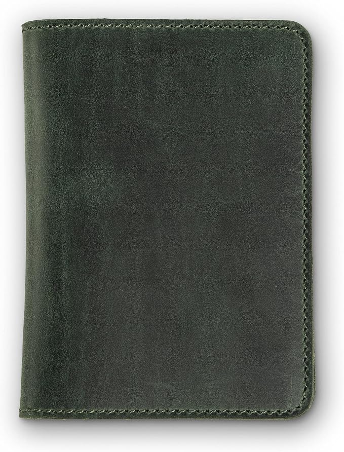 PEGAI Personalized Leather, Passport Holder For Travel | Handmade Passport Wallet Cover Case | Travel Document Holder, Passport Cover for Men, Women, and Family | Pike (Green)