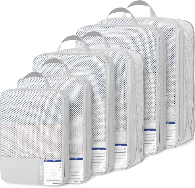 Compression Packing Cubes for Travel, Lightweight Vacation Travel Essentials, Travel Accessories for Suitcase Organizer Bags Set, Durable Luggage Organizer
