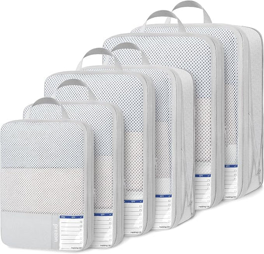 Compression Packing Cubes for Travel, Lightweight Vacation Travel Essentials, Travel Accessories for Suitcase Organizer Bags Set, Durable Luggage Organizer