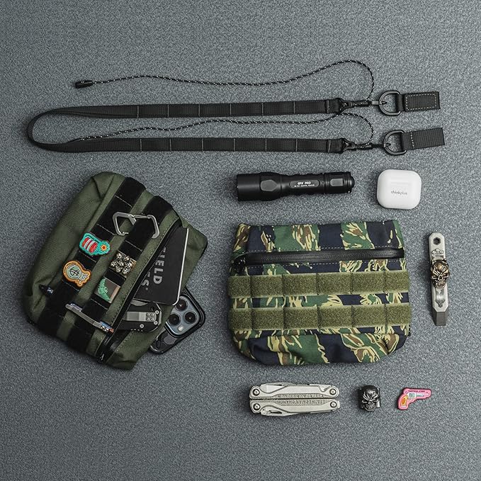 TACTICAL_GEEK Cache L2 EDC Sling Bag, Nylon Crossbody Bag Organizer, EDC Molle Bag, Multifunctional Shoulder Small Bag for Daily Hiking Carry, Camouflage
