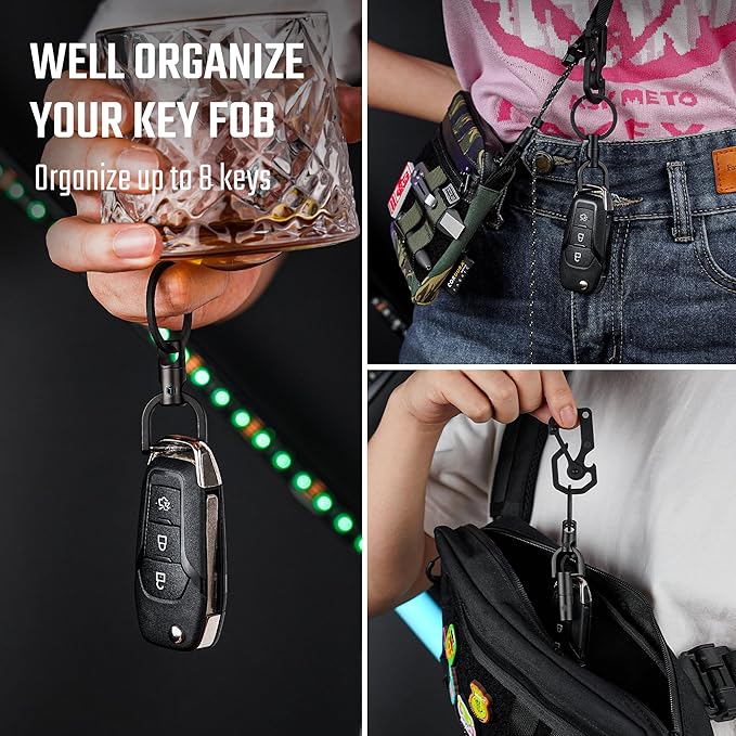 KeyUnity KM13 Swivel Keychain with D Ring Key Shackle, Titanium Rotatable Key Organizer