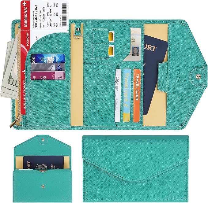 ZOPPEN Mulit-purpose Rfid Blocking Passport Holder Travel Wallet (Ver.4) Passport and Vaccine Card Holder ComboTri-fold Document Organizer Travel Essentials