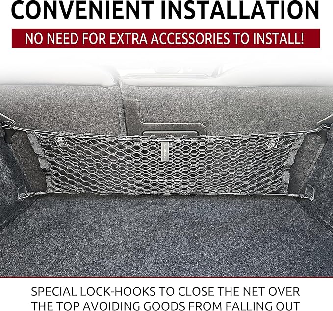 Back Seat Style Automotive Elastic Trunk Mesh Cargo Net for Volvo XC60 2017-2025 - Premium Trunk Organizer and Storage - Luggage Net for Crossover- Best Car Organizer for Volvo XC 60