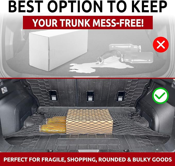 Floor Style Automotive Elastic Trunk Mesh Cargo Net for Subaru Crosstrek 2021-2024 - Premium Trunk Organizer and Storage - Luggage Net for Crossover - Car Organizer for Subaru Crosstrek