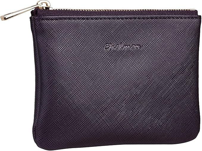 Chelmon Vegan Leather Coin Purse Pouch Change Purse With Zipper For Men Women