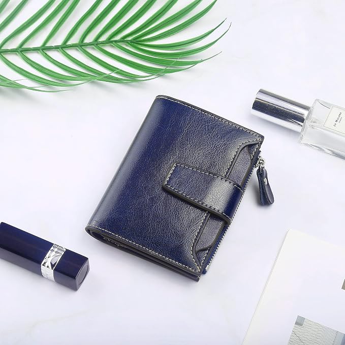 Lavemi Small Compact Women Wallet RFID Blocking Genuine Leather Bifold Purse with ID Windows