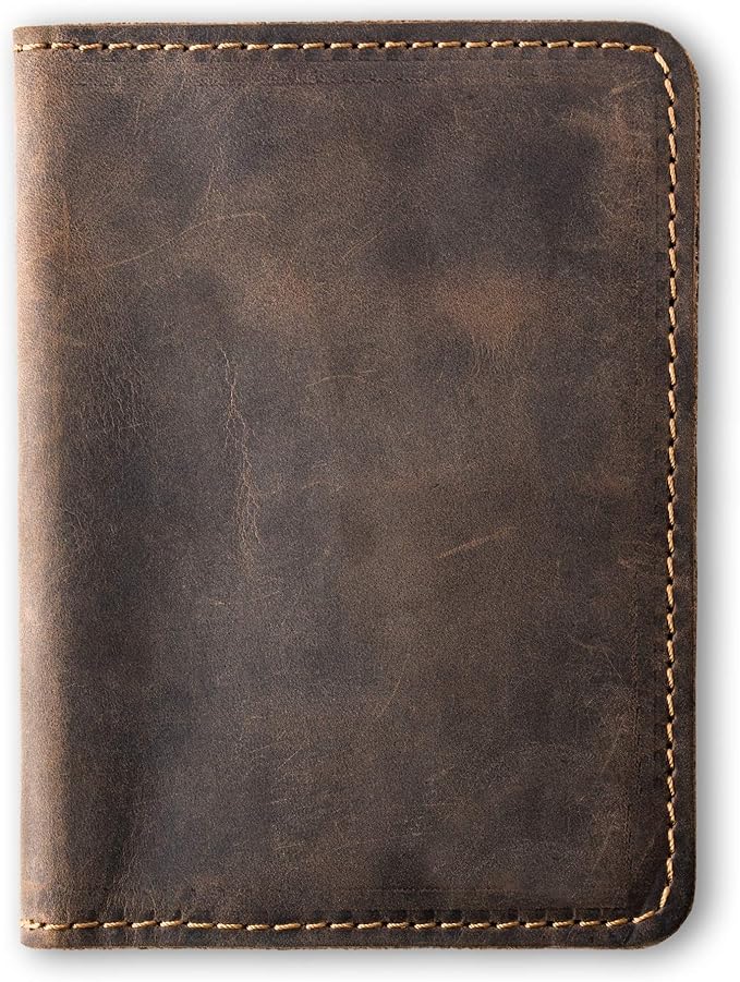 PEGAI Personalized Leather, Passport Holder For Travel | Handmade Passport Wallet Cover Case | Travel Document Holder, Passport Cover for Men, Women, and Family | Pike (Chestnut Brown)
