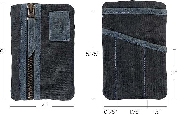Hide & Drink, Multi-Tool Pocket Pouch, Compact Multipurpose EDC Zippered Bag, Mini Camping Tool Case, Waxed Canvas, Knife Holster, Handmade Slim Organizer