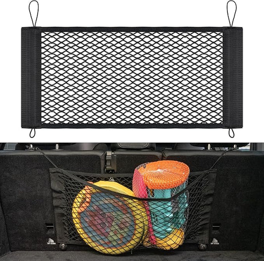 Cargo Net for Car Trunk Organizer, Elastic Mesh Pockets Backseat Hanging 25.6 x13.7 inches Trunk Organizer Storage Pouch Bag Car Net Accessories for SUV MPV