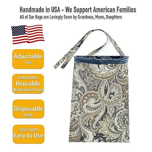 Car Trash Bag Hanging Front Seat Back Seat Headrest Console - Car Trash Bin with Reusable Waterproof Liner and Disposable Bags - Car Waste Basket (Large Beige)