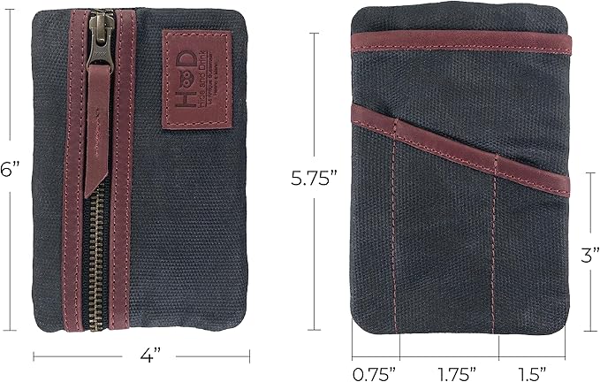 Hide & Drink, Multi-Tool Pocket Pouch, Compact Multipurpose EDC Zippered Bag, Mini Camping Tool Case, Waxed Canvas, Knife Holster, Handmade Slim Organizer