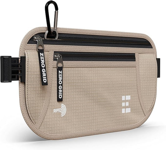 Money Belt for Secure Travel - RFID Blocking Slim Passport Holder - Hidden Waist Pouch for Cash, Credit Cards, Documents - Concealable Under Clothes, Water-Resistant Slim Fanny Pack for Men and Women