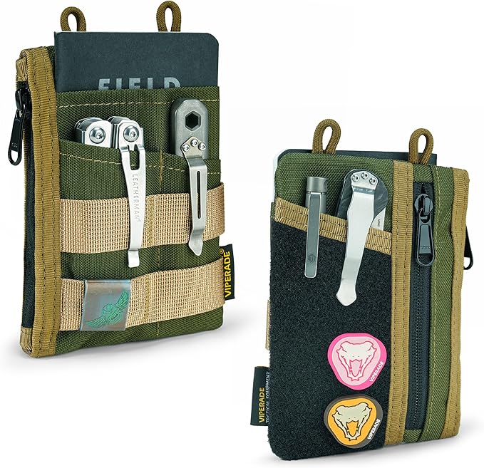 VIPERADE VE18 EDC Pouch, Pocket Organizer for Men, EDC Pocket Organizer, 3 Slots with 2 Zipper Pockets, Multitool Pouch