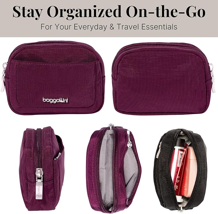 Baggallini Women's Pocket Cosmetic - Lightweight Bag - Travel Essentials Makeup Organizer Mini