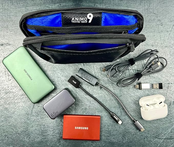 Cable Organizer – Sleek & Weatherproof Back Tech Pouch for Cords, Chargers, and Electronic accessories.