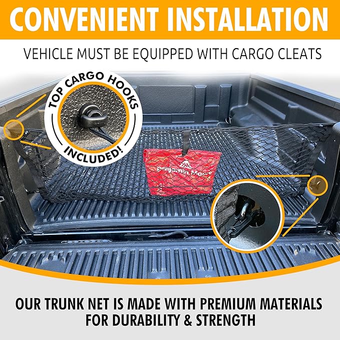 Envelope Style Elastic Trunk Mesh Cargo Net w Hooks - Accessories for Toyota Tundra 2022-2026 - Premium Trunk Organizer & Storage - Cargo Net for Pickup Truck Bed - Car Organizer for Toyota Tundra