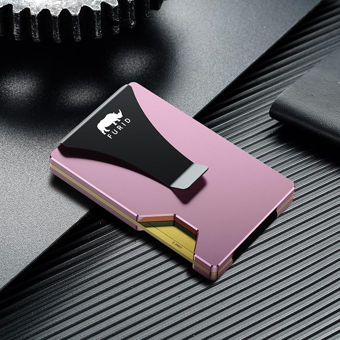 furid Minimalist Card Wallet for Men Slim: Rfid Metal Wallet with Money Clip Credit Card Holder - Gift for Man Husband at Brithday Stocking Stuffers