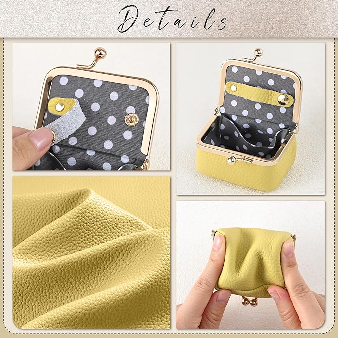 Zivyes Mini Jewelry Box Travel Small Coin Purse Organizer Case Genuine Leather Tiny Size (B-yellow)
