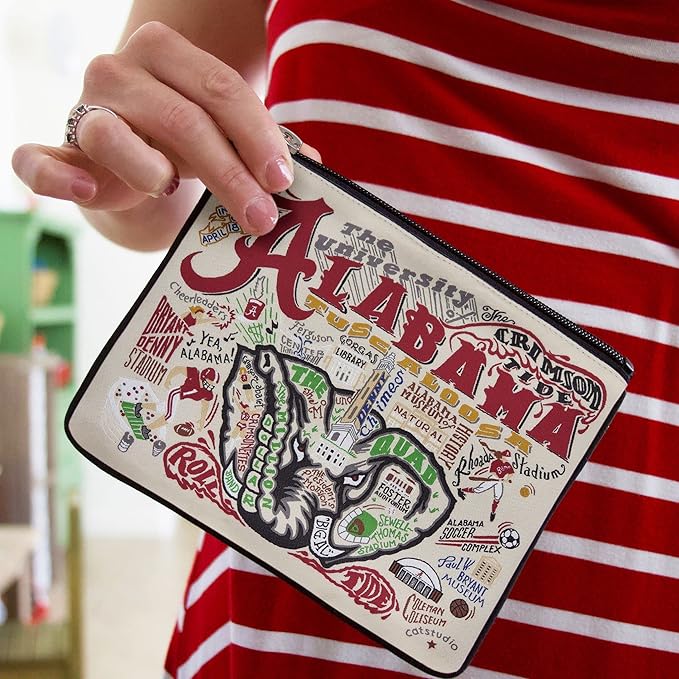 Catstudio Collegiate Zipper Pouch, University of Alabama Travel Toiletry Bag, Ideal Gift for Alumni, Makeup Bag, or Travel Purse
