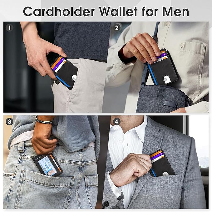 Slim Minimalist Wallet for Men,Front Pocket Wallet RFID Blocking Small Thin Credit Card Holder for Men Black