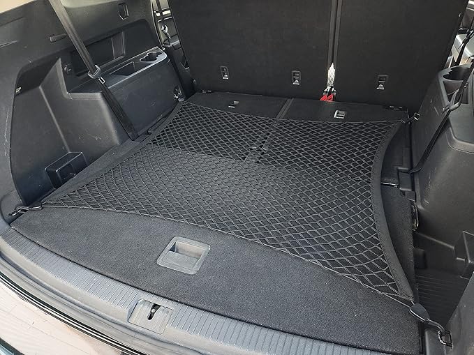 Floor Style Automotive Elastic Trunk Mesh Cargo Net for Volkswagen Atlas 2018-2025 - Premium Trunk Organizers and Storage - Luggage Net for Crossover - Best Car Organizer for Volkswagen Atlas