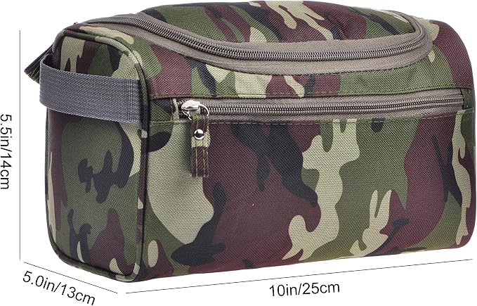 Vercord Mens Toiletry Bag Wash Travel Small Shaving Dop Kit Shower Bathroom Ditty Hygiene Bag Camo Dark Green