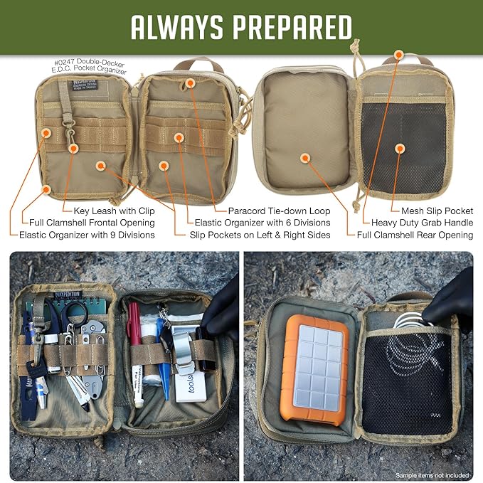 MAXPEDITION Double-Decker Pocket Organizer, Tactical Tool Pouch for Organization, EDC Pouch for Everyday Carry